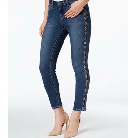 Earl Jeans Denim - Earl Jean Tribal Embroidery Size 14 Skinny Ankle